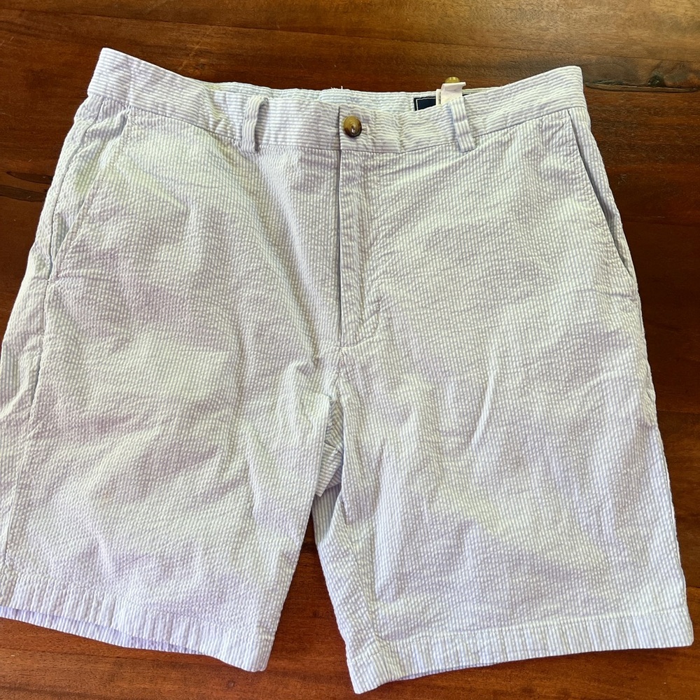 Vineyard Vines  Mens Blue/White Seersucker  Size 36  Flat Front Chino